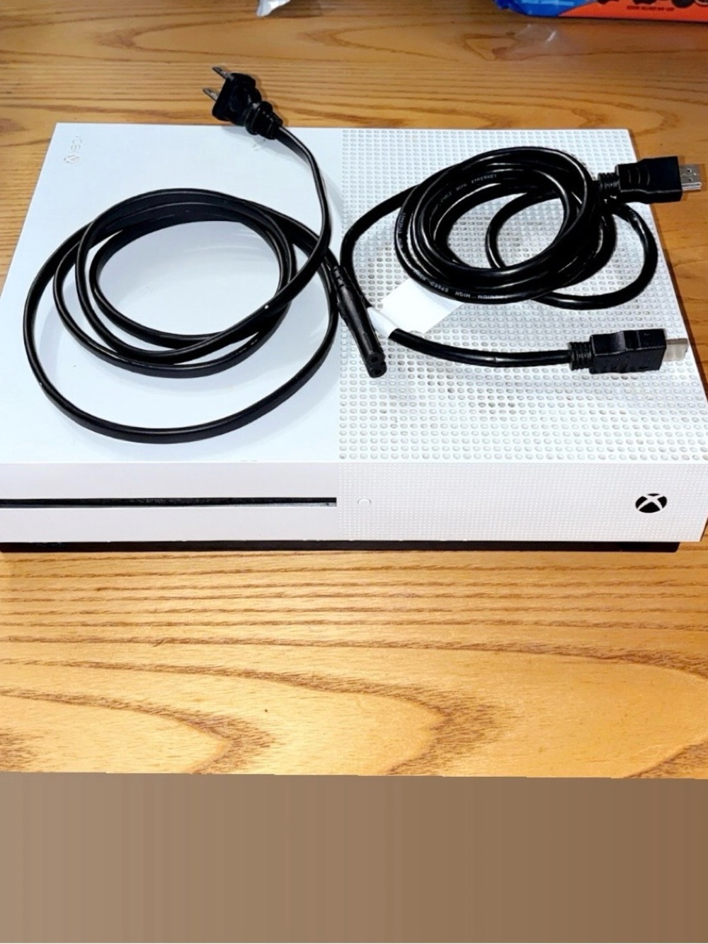 Microsoft White Xbox One S Console with Black Cables